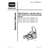 Toro Z Master Turbo Force Z550 74282 Mower manual cover