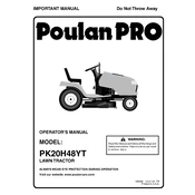 Poulan Pro PK20H48YT Tractor manual cover