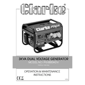 Clarke 8857854 PG3800ADV 3KVA Dual Voltage Generator manual cover