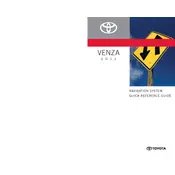 Toyota Venza Navigation System 2011 SUV manual cover