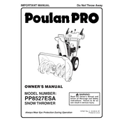 Poulan Pro PP8527ESA Snow Blower manual cover