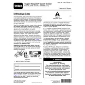 Toro Super Recycler 21389 Mower manual cover