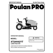 Poulan Pro XT24H42YT Tractor manual cover