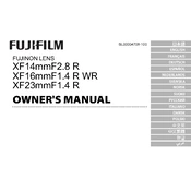 Fujifilm X-Mount Prime XF16mmF1.4 R WR Lens manual cover