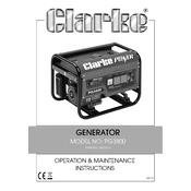 Clarke 8857810 PG3800 Generator manual cover