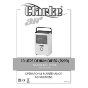 Clarke 6470687 DH10L 10 Litre Dehumidifier R290 manual cover