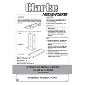 Clarke 7610315 CL430 Stand for Metal Lathes CL430 CL500M manual cover