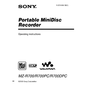 Sony MZ-R700 manual cover