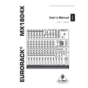 Behringer EURORACK MX1804X manual cover