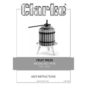 Clarke 3500327 FP18 Fruit Press manual cover