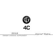 Alfa Romeo 4C Spider Alpine Radio 2016 manual cover