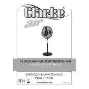 Clarke 3231535 CPF18B100 18 Inch High Velocity Pedestal Fan manual cover