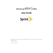 Samsung Galaxy Ativ S Neo Sprint SPH-I800HNASPR Phone manual cover