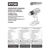 Ryobi PSBHM01 Drill manual cover