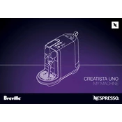 Nespresso Breville Creatista Uno manual cover