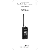 Whistler WS1040 Digital Trunking Handheld Radio Scanner manual cover