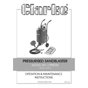 Clarke 7640130 CPSB100 Pressurised Sandblaster manual cover