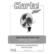 Clarke 3231800 CHV18WF High Velocity Wall Fan manual cover