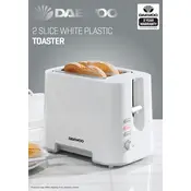 Daewoo 2 Slice White Plastic Toaster SDA1651 Toaster manual cover