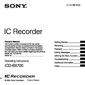 Sony ICD-BX700 manual cover