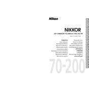 Nikon AF-S Nikkor 70-200mm f/4G ED VR manual cover