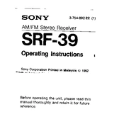 Sony SRF-39 manual cover