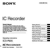 Sony ICD-P620 manual cover