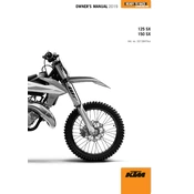 KTM SX 125 2019 Motorcycle manual cover