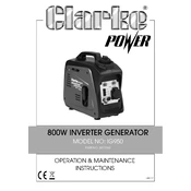 Clarke 8877060 IG950 800W Inverter Generator manual cover