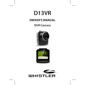 Whistler D13VR DVR Camera manual cover