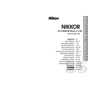 Nikon AF-S Nikkor 85mm f/1.4G manual cover