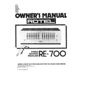 Rotel RE-700 Equalizer manual cover