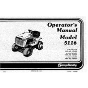 Simplicity 5116 Tractor manual cover