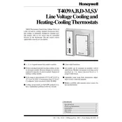 Honeywell T4039A Thermostat manual cover