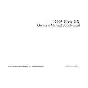 Honda Civic GX 2003 manual cover