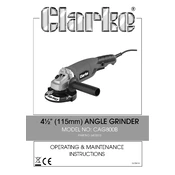 Clarke 6472010 CAG800B 4.5 Inches Angle Grinder manual cover