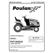 Poulan Pro PXT195G42 Tractor manual cover