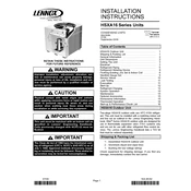 Lennox HSXA16 manual cover