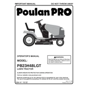 Poulan Pro PB23H48LGT Tractor manual cover