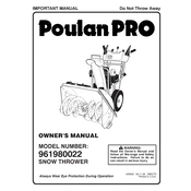 Poulan Pro 961980022 Snow Thrower manual cover