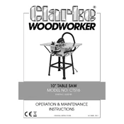 Clarke 6500748 CTS16 10 Inch Table Saw manual cover