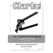 Clarke 1801264 CHT264 3 in 1 Automotive Pipe Bender manual cover