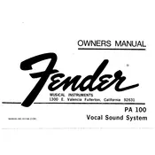 Fender PA 100 PA System manual cover