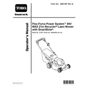 Toro Recycler FlexForce SmartStow 21-inch 21357 Mower manual cover