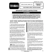 Toro Power Curve 1200 38005 Snow Thrower manual cover