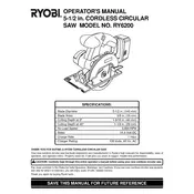 Ryobi RY6200 Saw manual cover