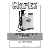 Clarke 3402272 16LBP 16 Litre Back Pack Hand Pump Sprayer manual cover