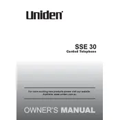 Uniden SSE 30 Telephone manual cover