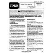 Toro Recycler 18-inch 20182 Mower manual cover