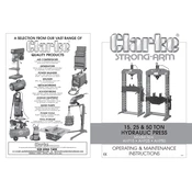 Clarke 7615015 AHP15 15 Ton Hydraulic Press manual cover